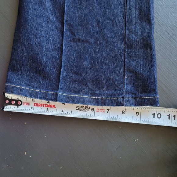 Vintage Y2K Paris Blues Low Rise Dark Wash Flared Boot Cut Jeans  - Long - Picture 8 of 10